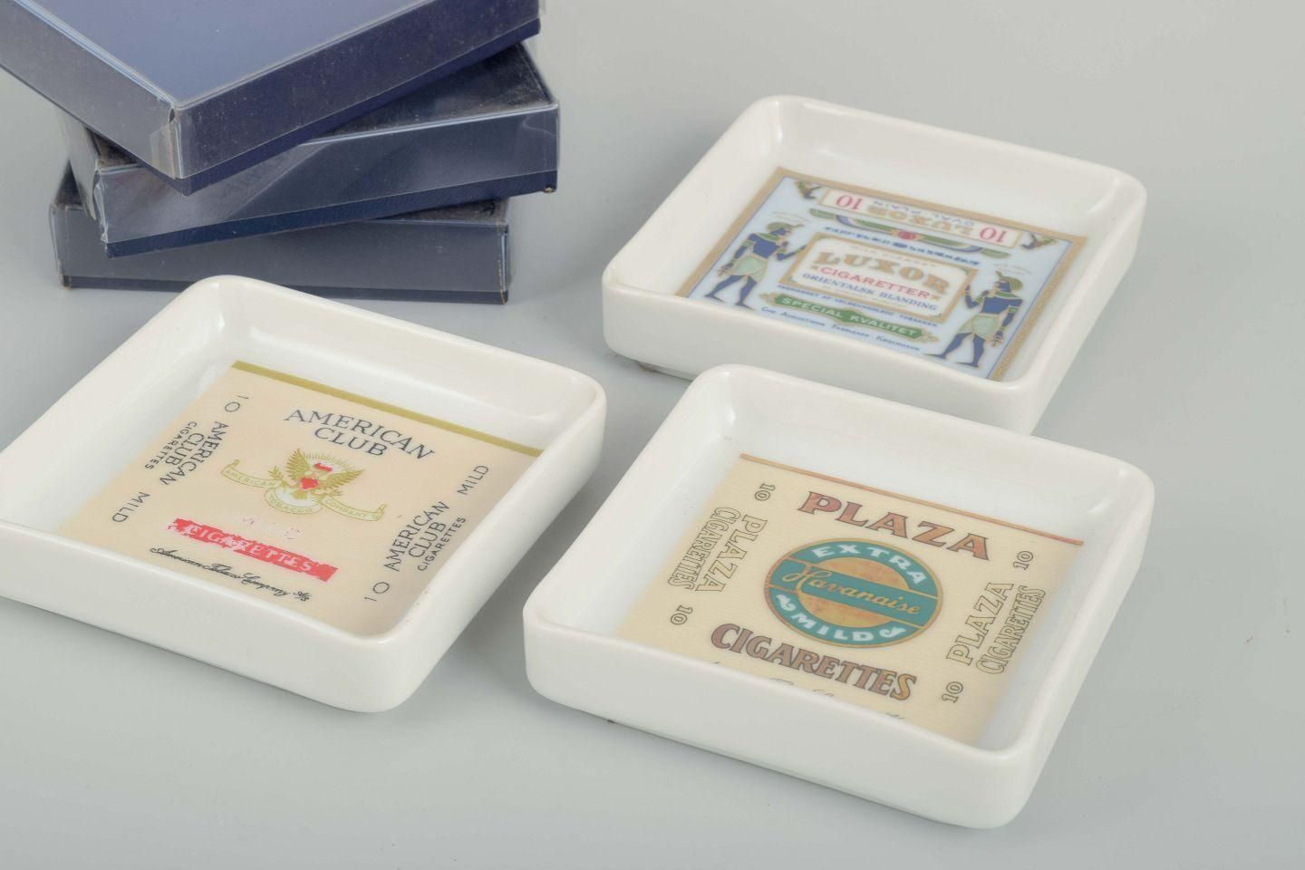 Bing & Grøndahl, Denmark. Set Of Three Square Porcelain Ashtrays. 1980s photo for sale