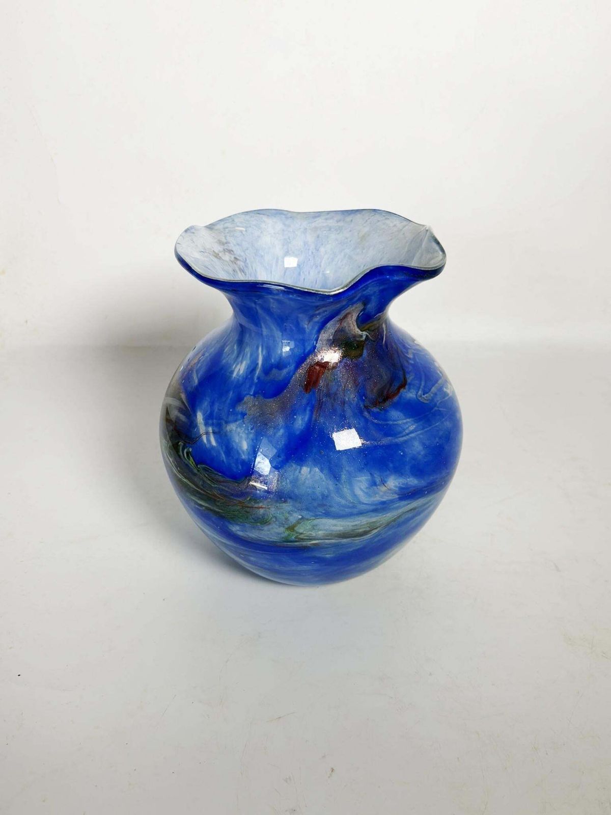 Blue Vase In Italian Glass, 1970, Italy photo vintage