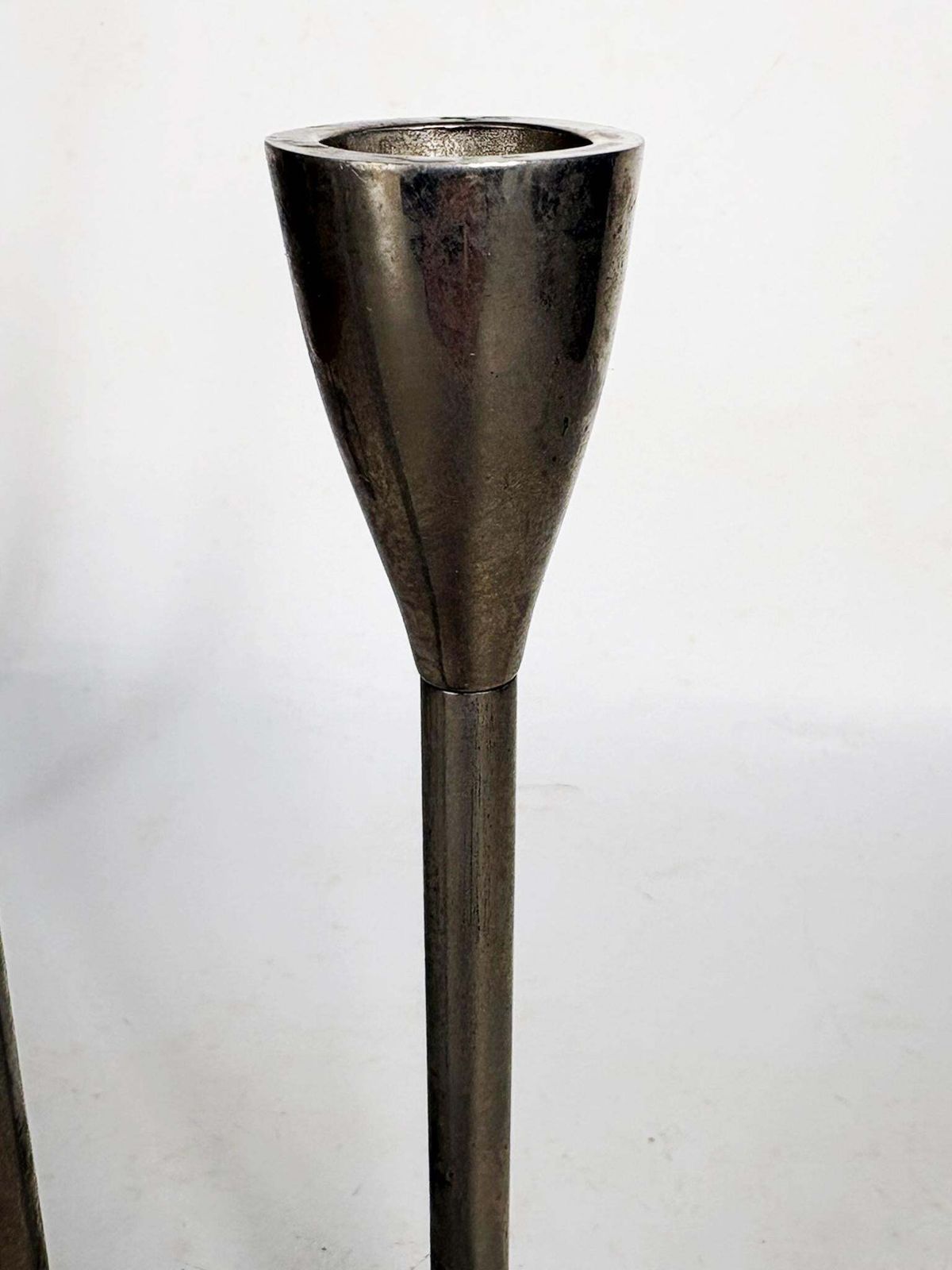 Pair Of Scandinavian Metal Candlesticks, 1960 photo vinterior