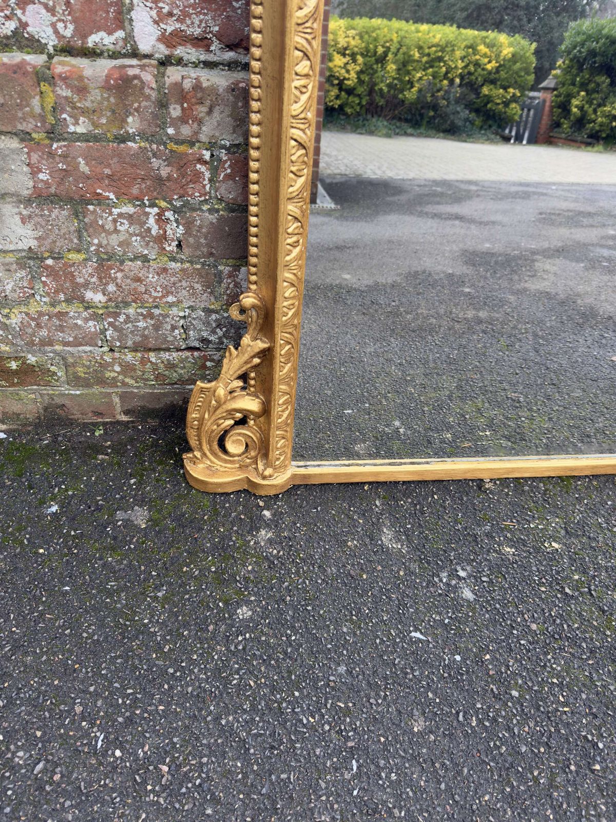 A Stunning Large Antique English 19th C Arched Top Gilt Overmantle Mirror. photo Home Decor