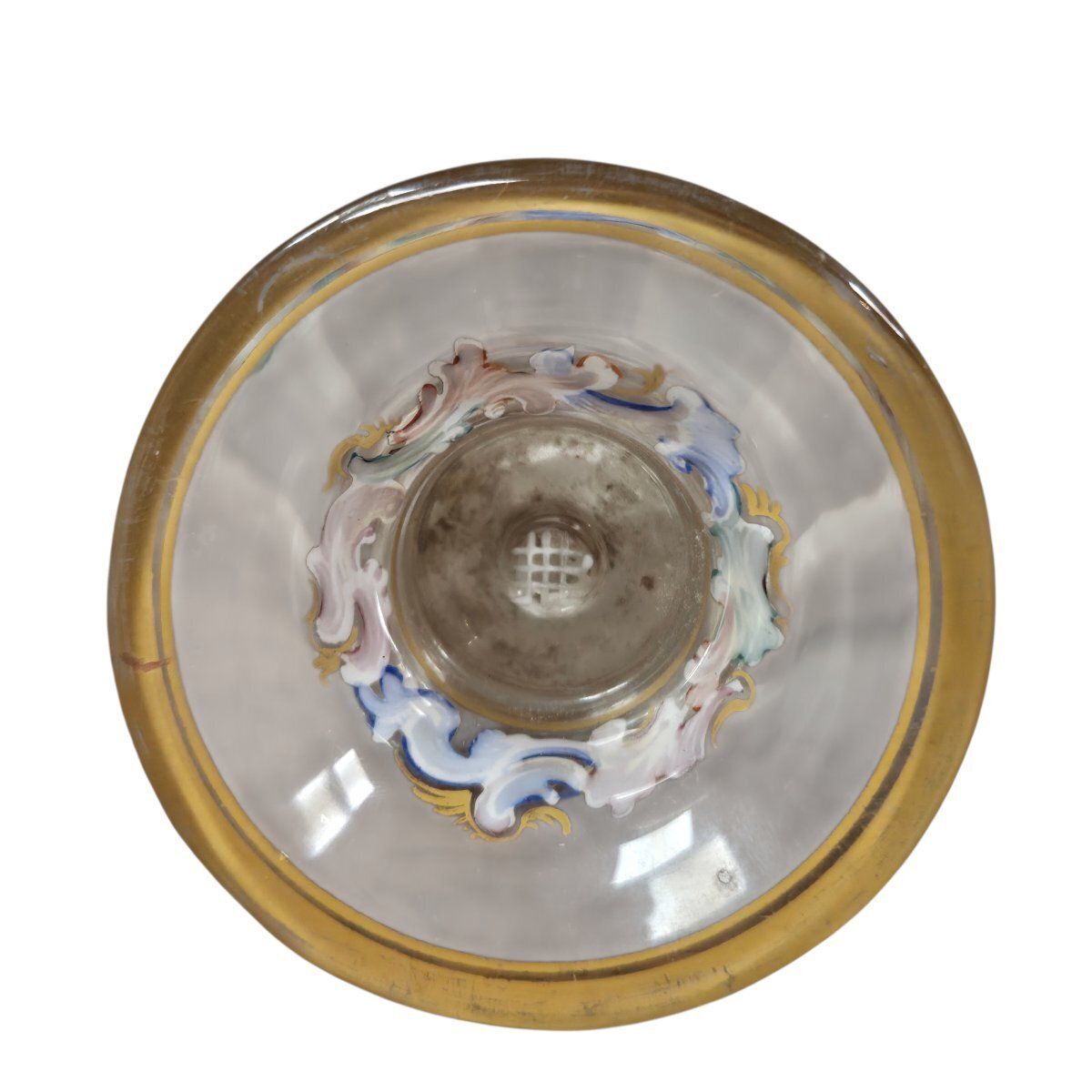 Petit vase d'époque en verre émaillé, Vienne, fin du XIXe siècle photo vintage
