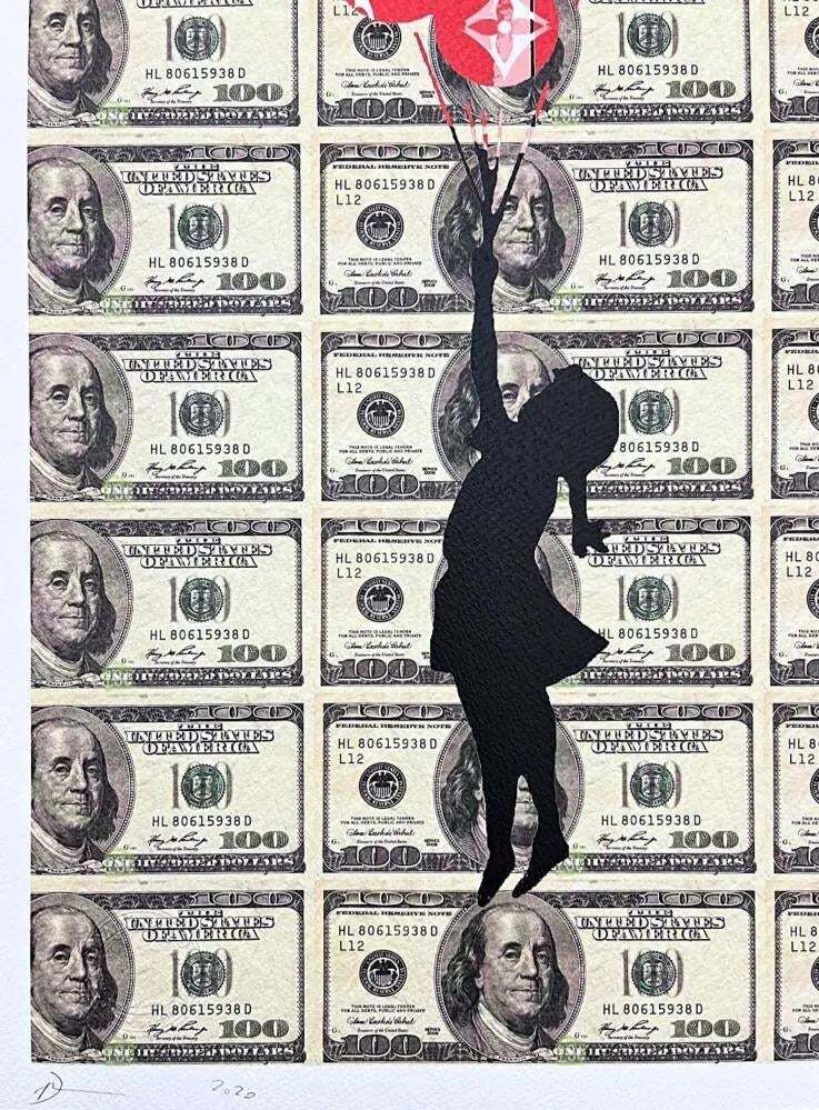Death Nyc — Flying Balloon Girl Louis Vuitton & Dollar Motif, Limited Edition Print photo Art