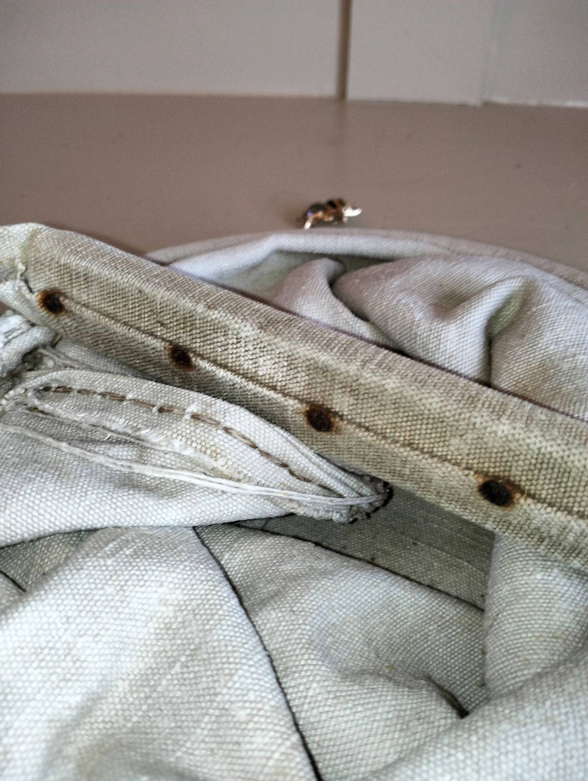 Antique French Linen Fire Bucket | Ww2 Era Water Bag, Rustic Decor photo vintage
