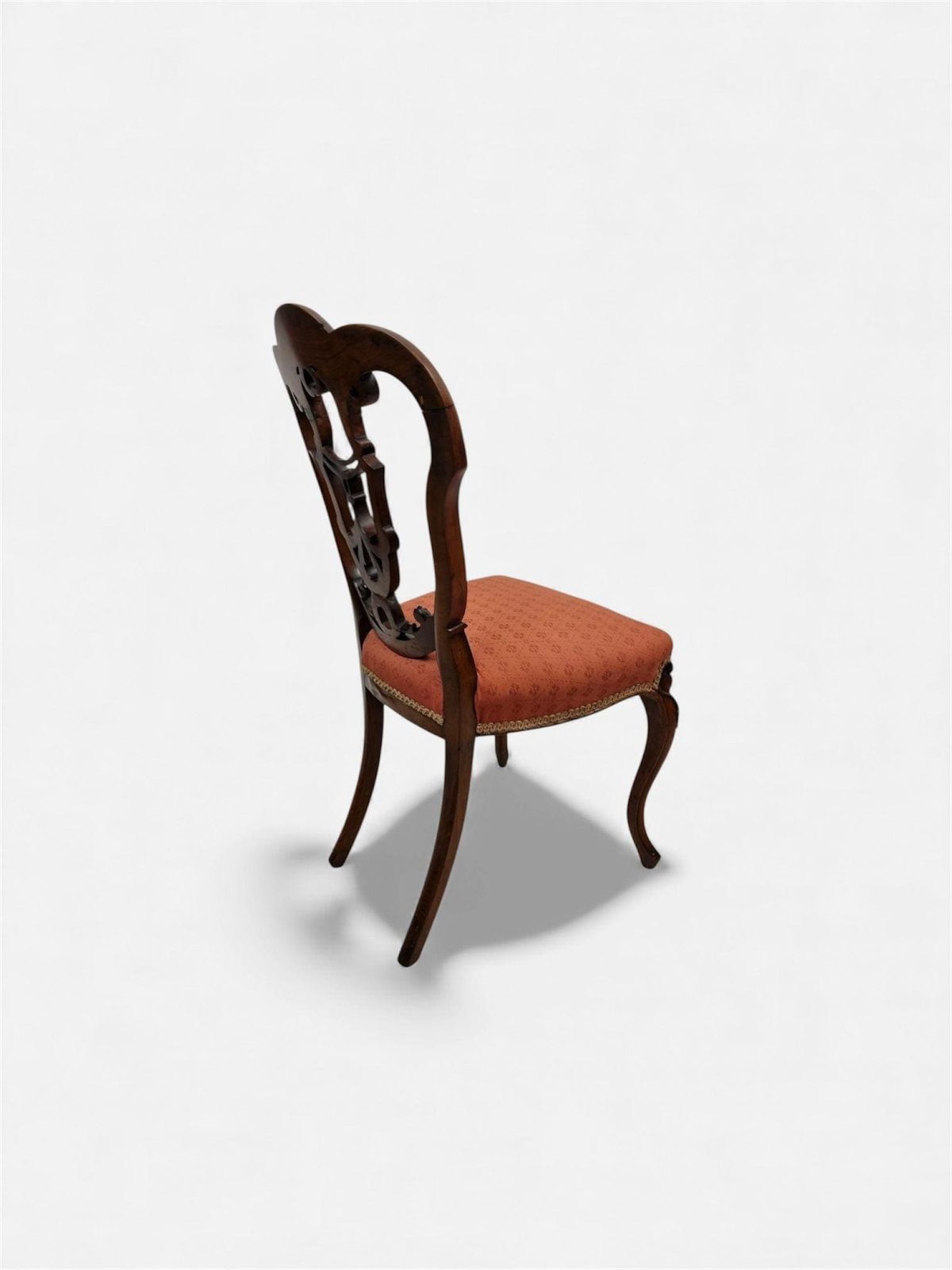 Antique Walnut Side Chair / C.1890 / Pierced Splat Back photo Furniture