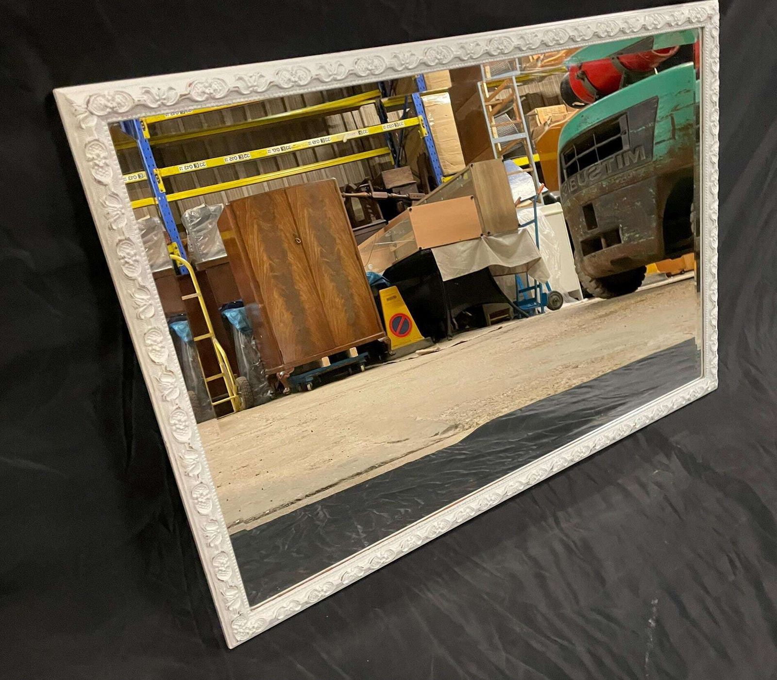 French Style Grey Bevelled Mirror | Hand Painted Antique Finish photo Home Decor