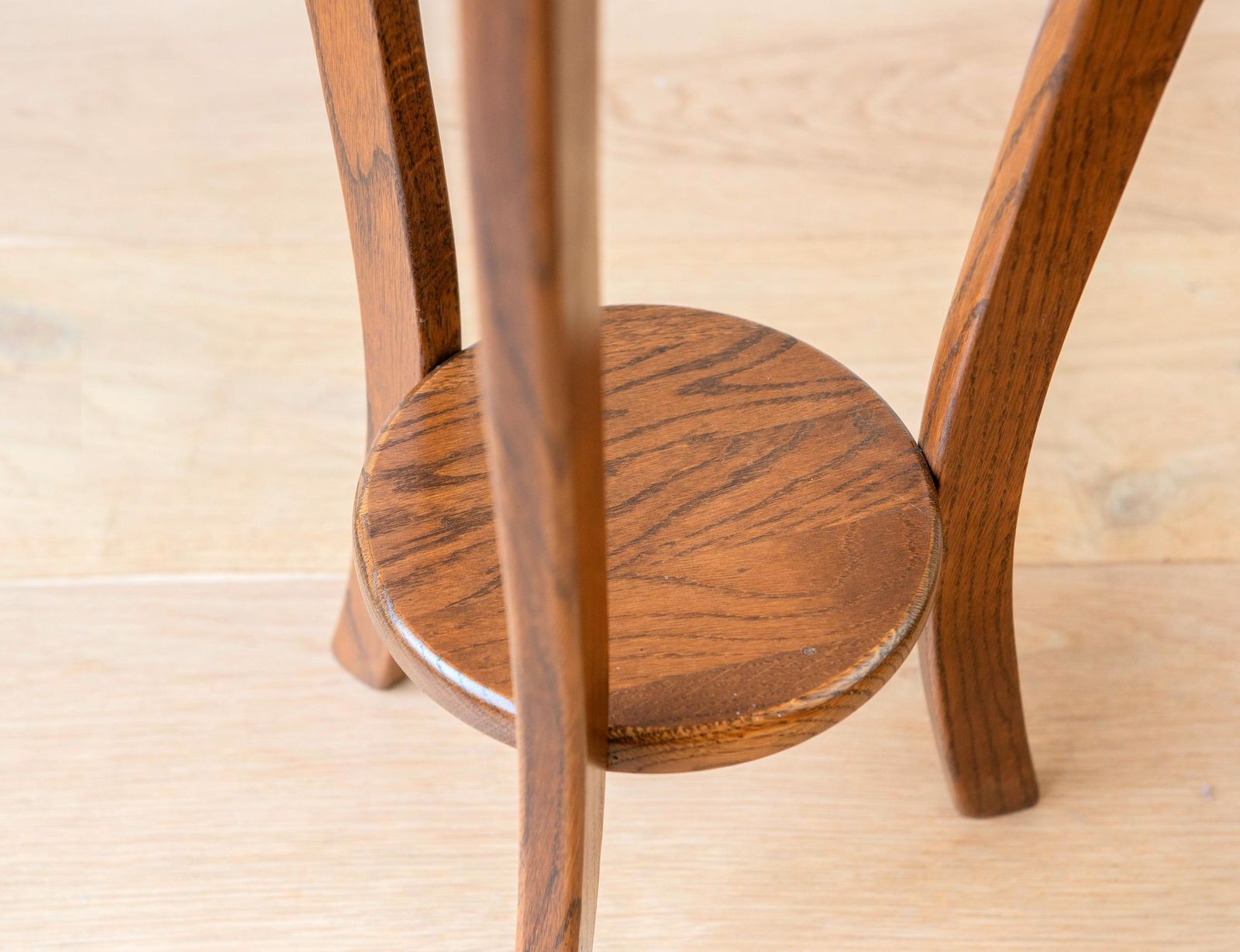Art Deco Oak Side Table With Curved Legs – Vintage Wooden Plant Stand photo buy