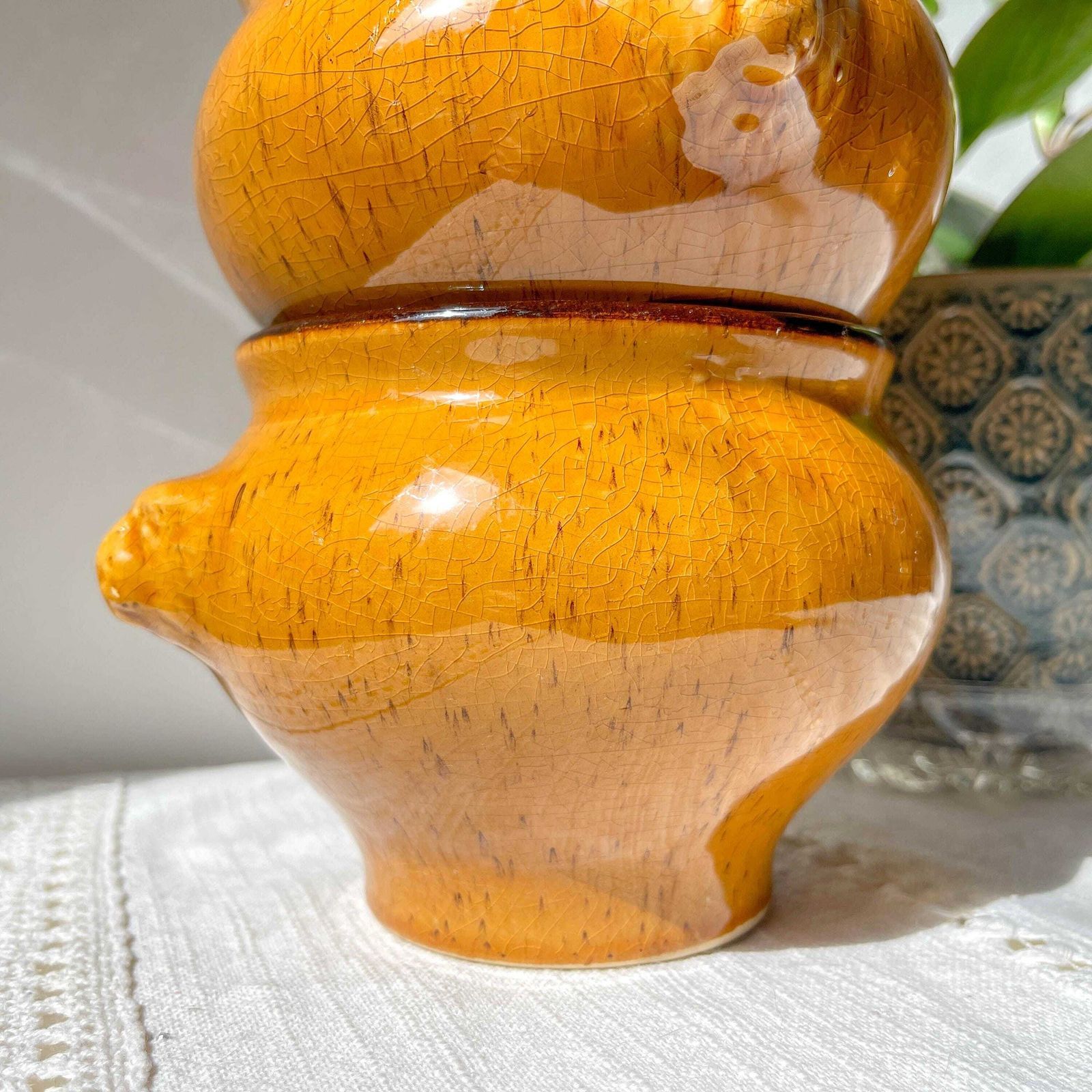 5 Vintage Lion Head Bowls In Speckled Ochre Stoneware Emile Henry Style – Made In France – Soup Bowls, Retro Tableware, Stoneware Bowl photo vinterior