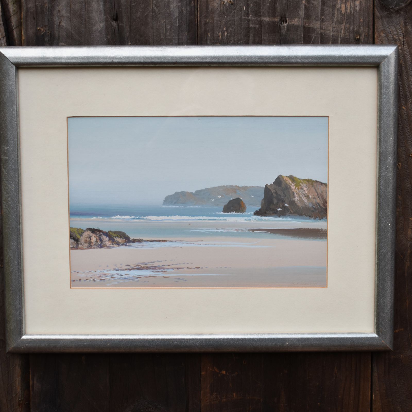 Art Antique Reginald Daniel Sherrin Bude Cornwall Seacape Watercolour Painting photo