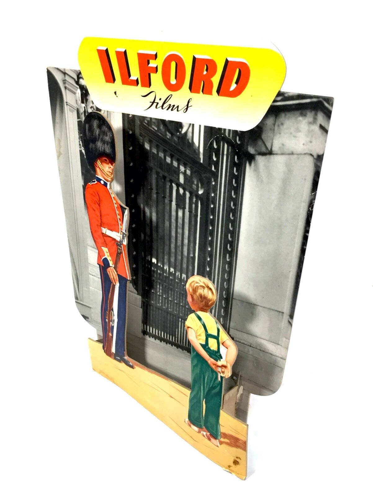 Antique Advertising Shop Display Promotional Showcard Ilford Camera Films Sign photo for sale