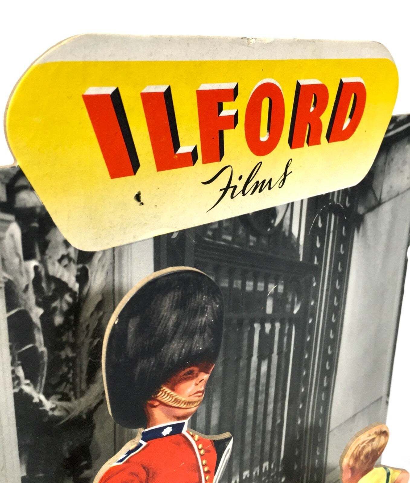 Antique Advertising Shop Display Promotional Showcard Ilford Camera Films Sign photo vinterior