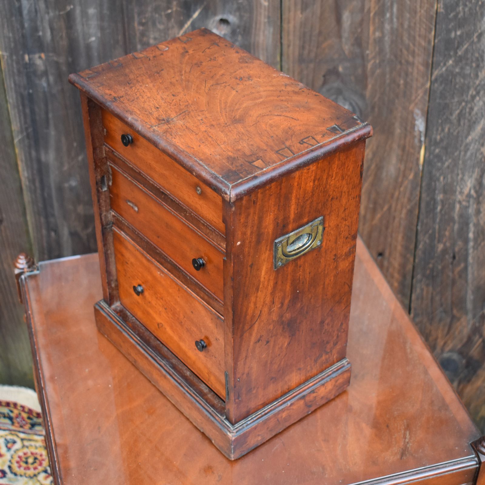 photo furniture Antique Mahogany Campaign Miniature Apprentice Specimen Bank Of Drawers