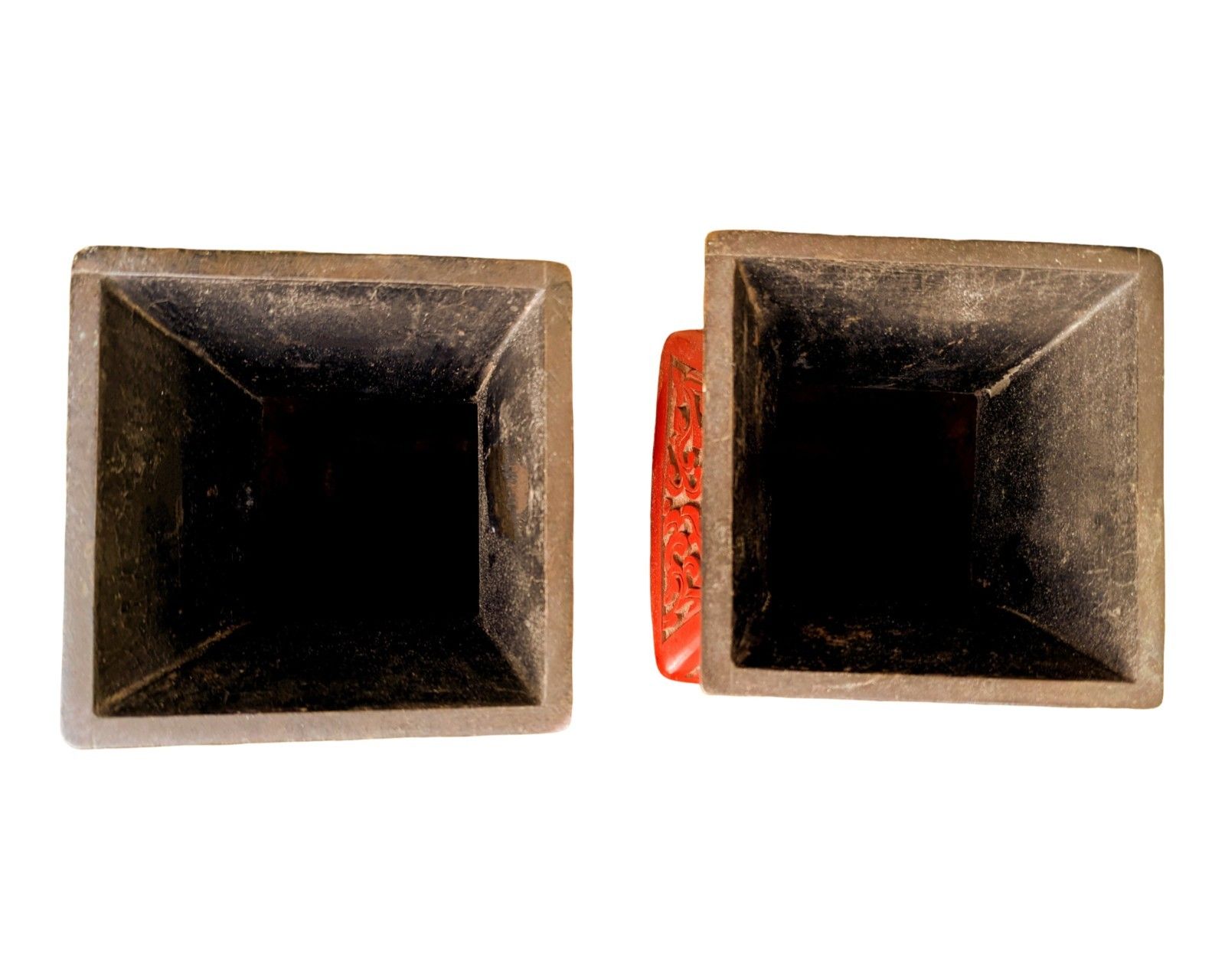 485.0 Pair Of Chinese Cinnabar Lacquer Vases 19th Century photo