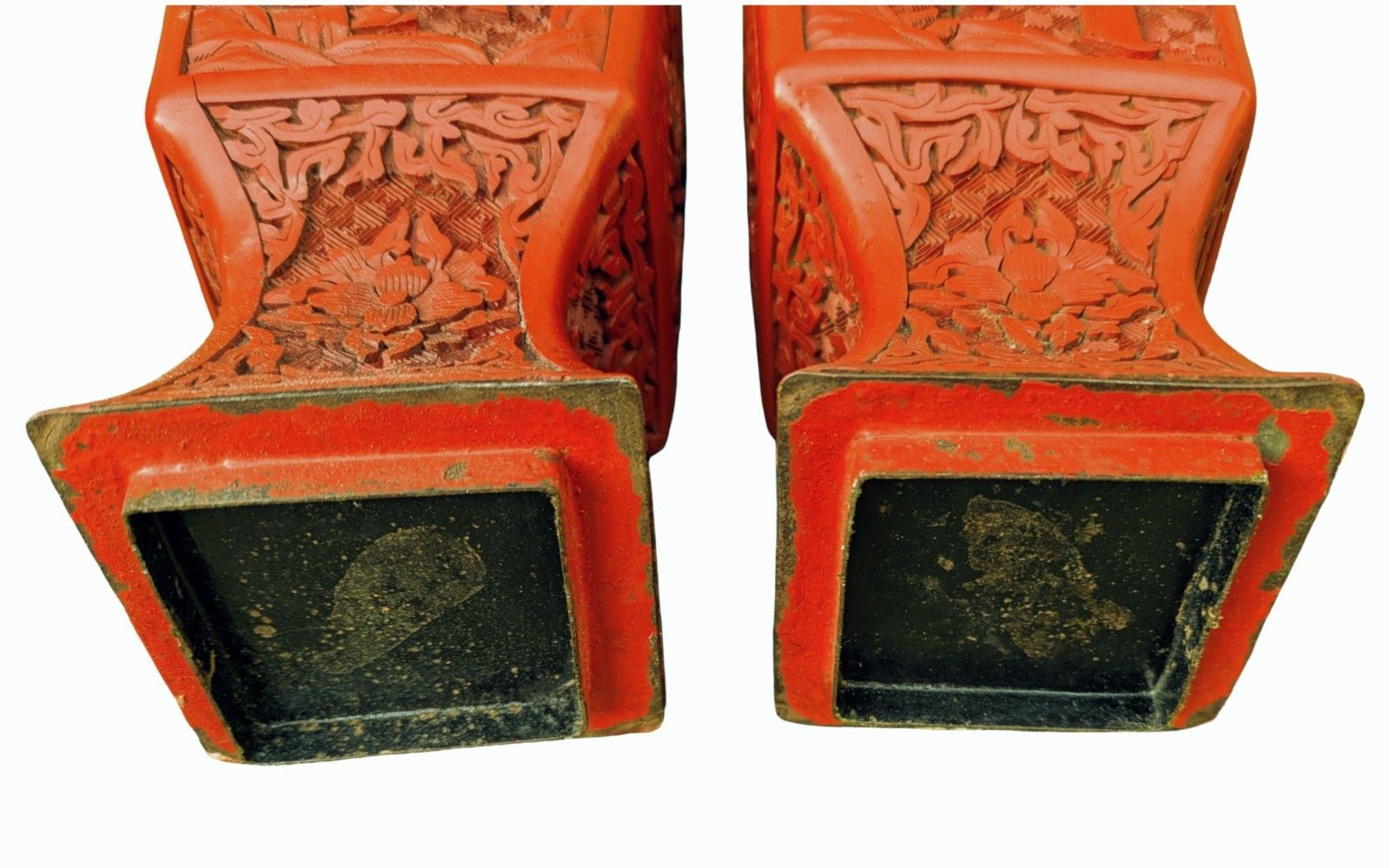 photo vinterior Pair Of Chinese Cinnabar Lacquer Vases 19th Century
