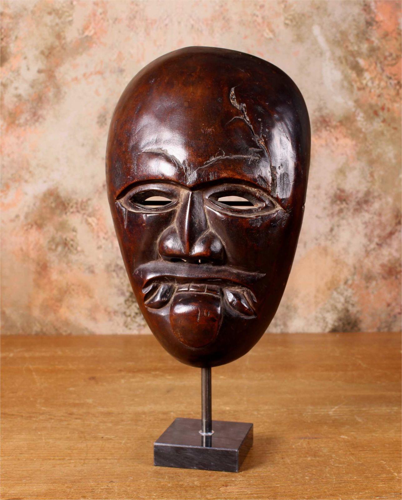 Antique Himalayan Demon Mask. 19th Century Nepalese Tibetan Wood Mask. photo Art