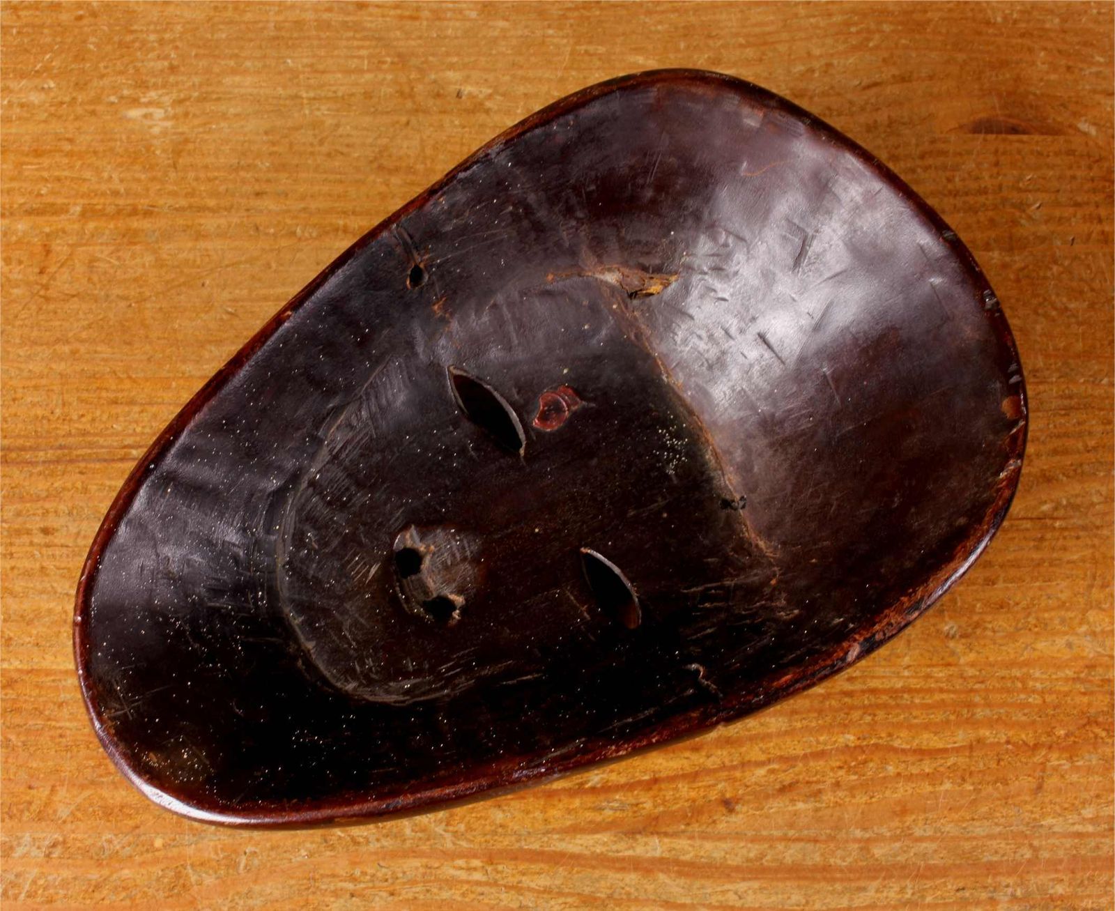 Antique Himalayan Demon Mask. 19th Century Nepalese Tibetan Wood Mask. photo vinterior