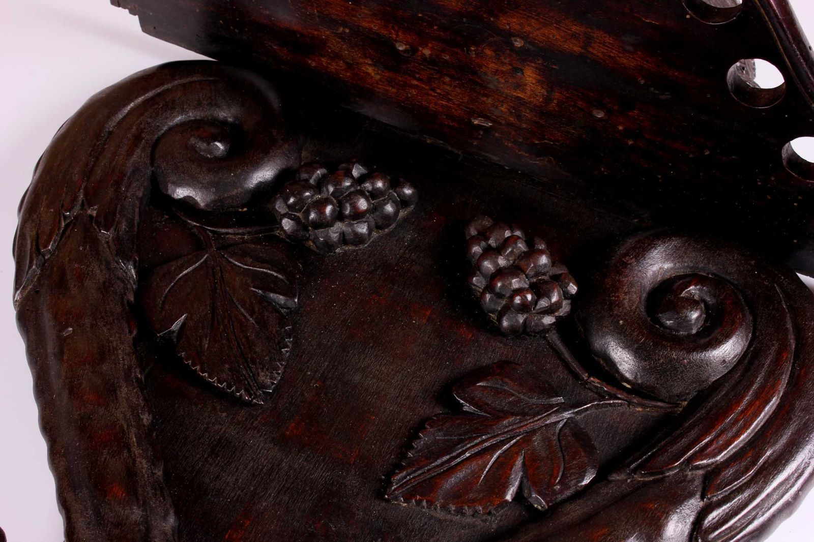 625.0 Antique Grotesque Face Wall Shelf. 19th Century Wood Demon Pipe Rack. photo