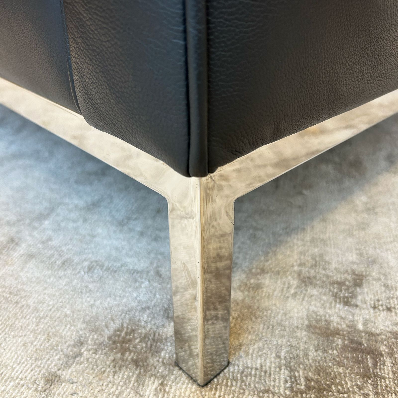 Black Leather Armchair In The Style Of Florence Knoll photo 1045.0