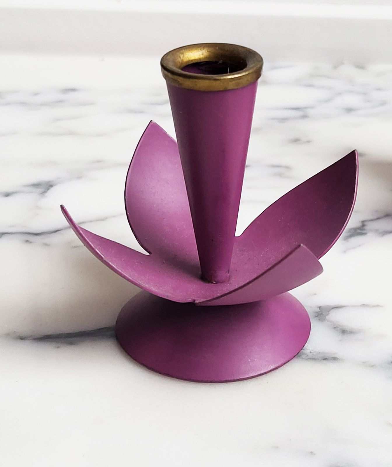 Set Of 2 Lilac Gunnar Ander Ystad Swedish Modernist Candleholders, 1950s photo 155.0