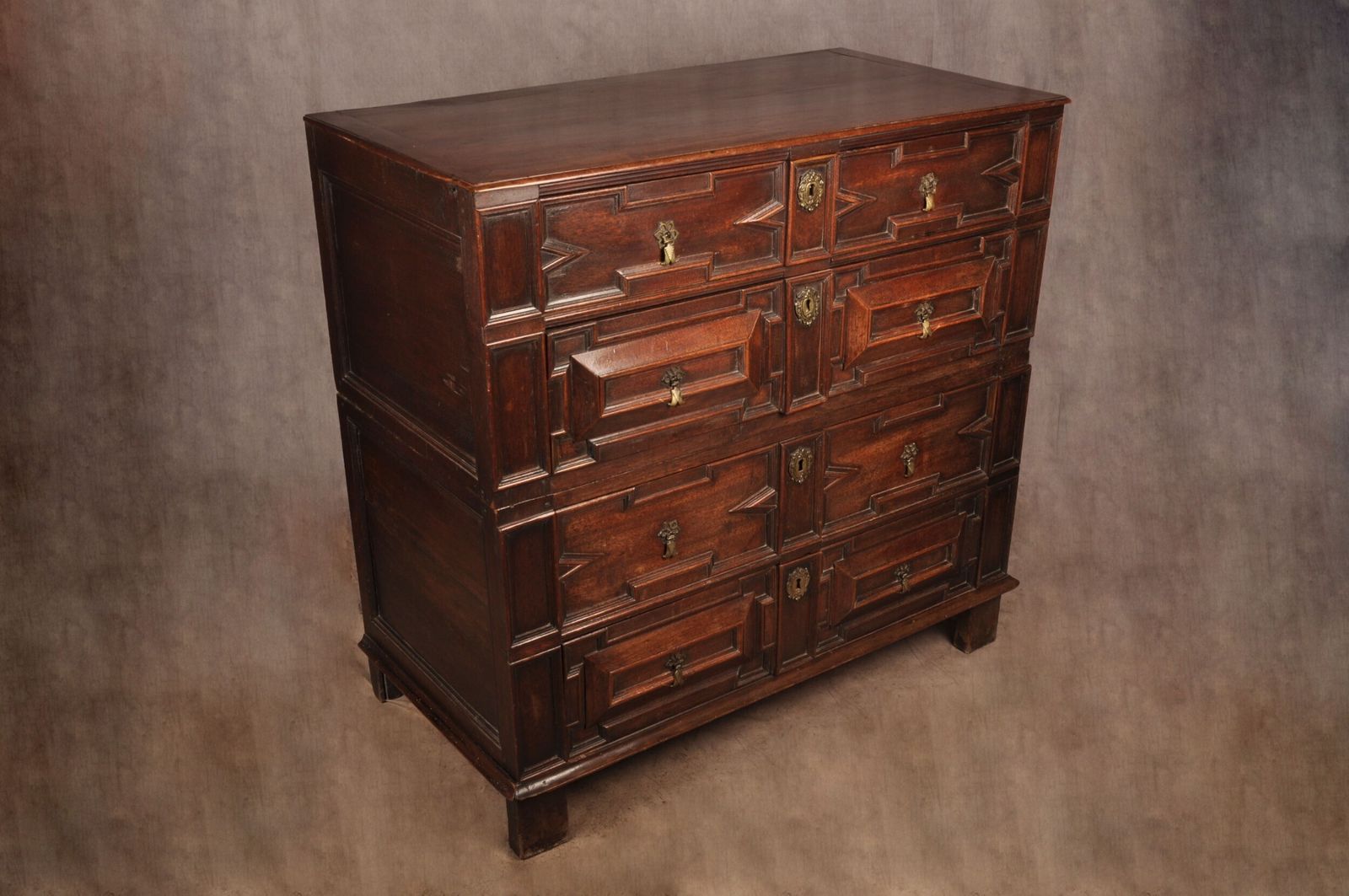 Rare Charles II Walnut & Fruitwood Chest Of Drawers photo furniture