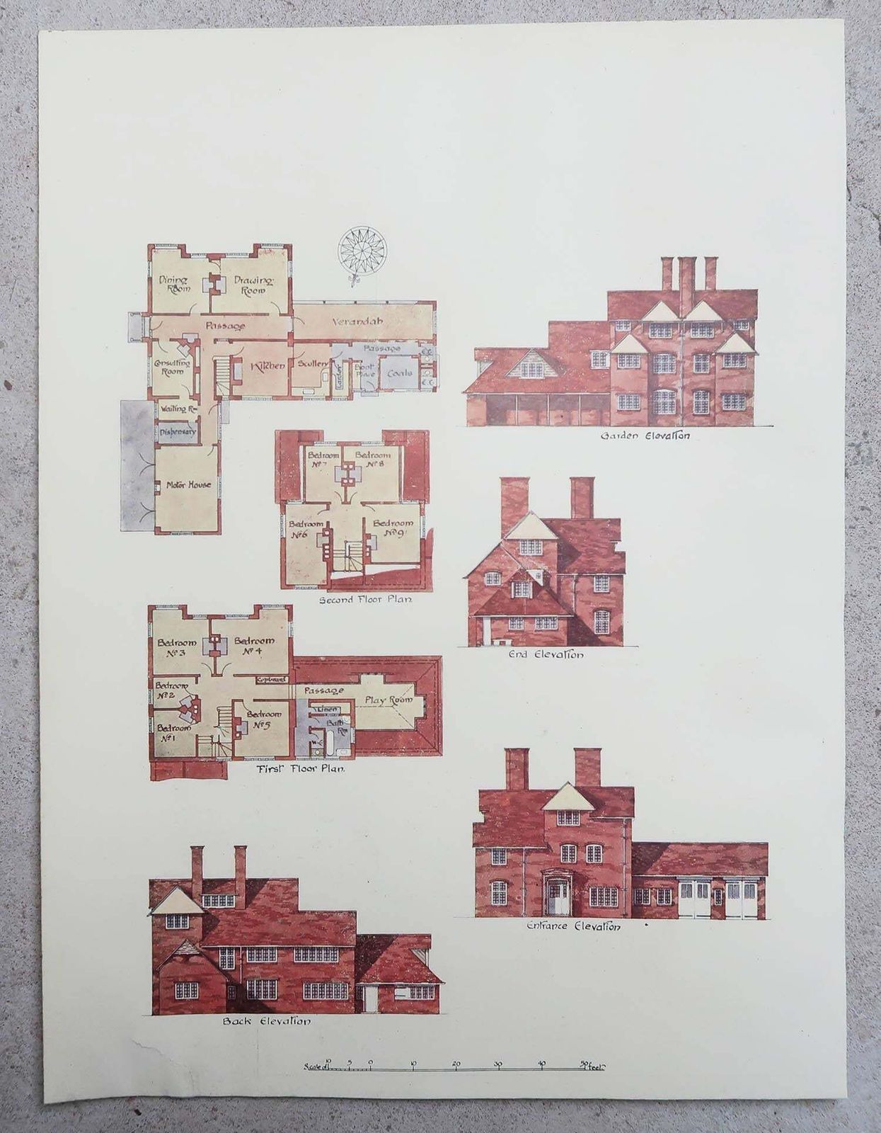 Set Of 8 Original Antique Prints Of Architectural Drawings. 1906 photo 200.0