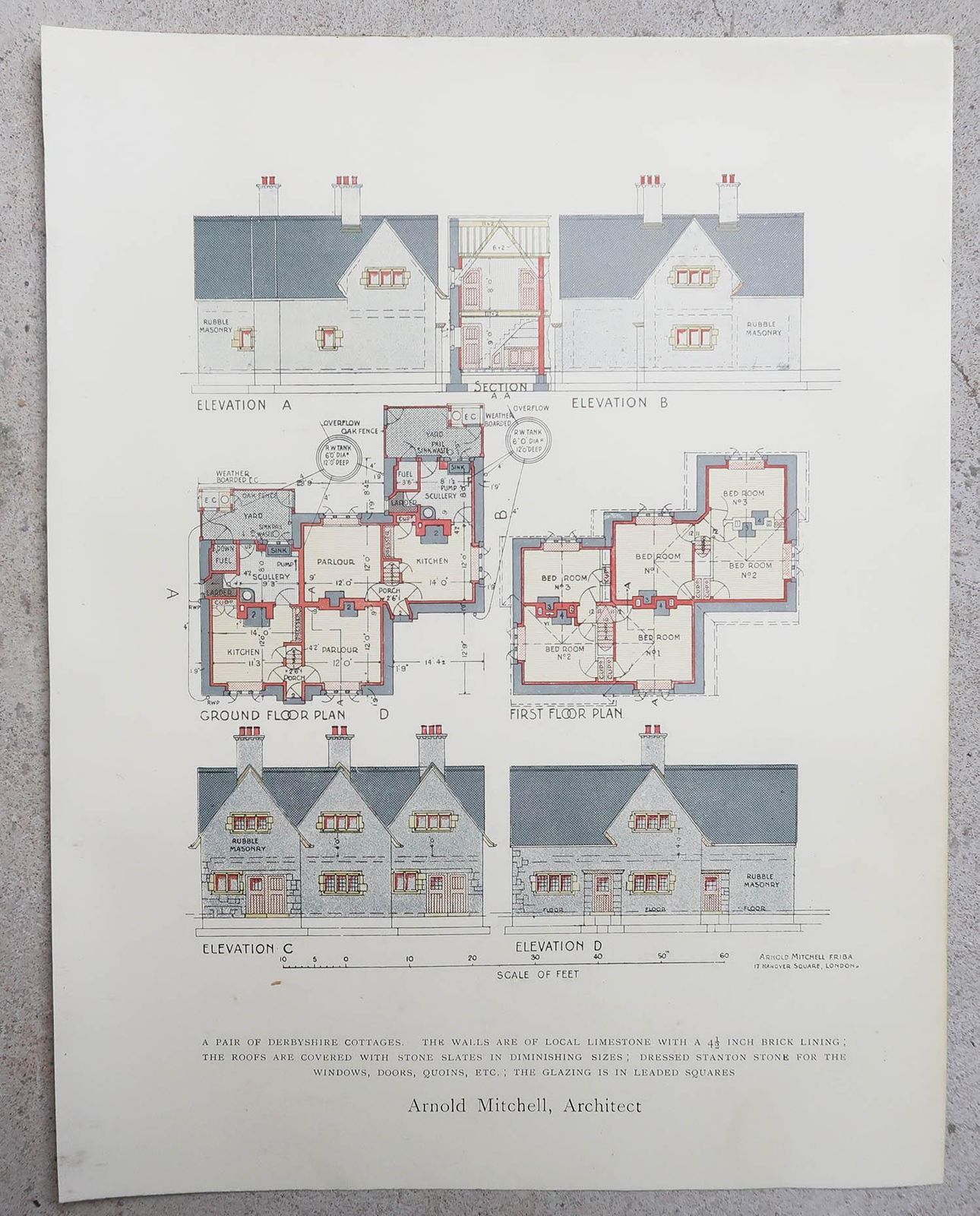 Set Of 8 Original Antique Prints Of Architectural Drawings. 1906 photo buy