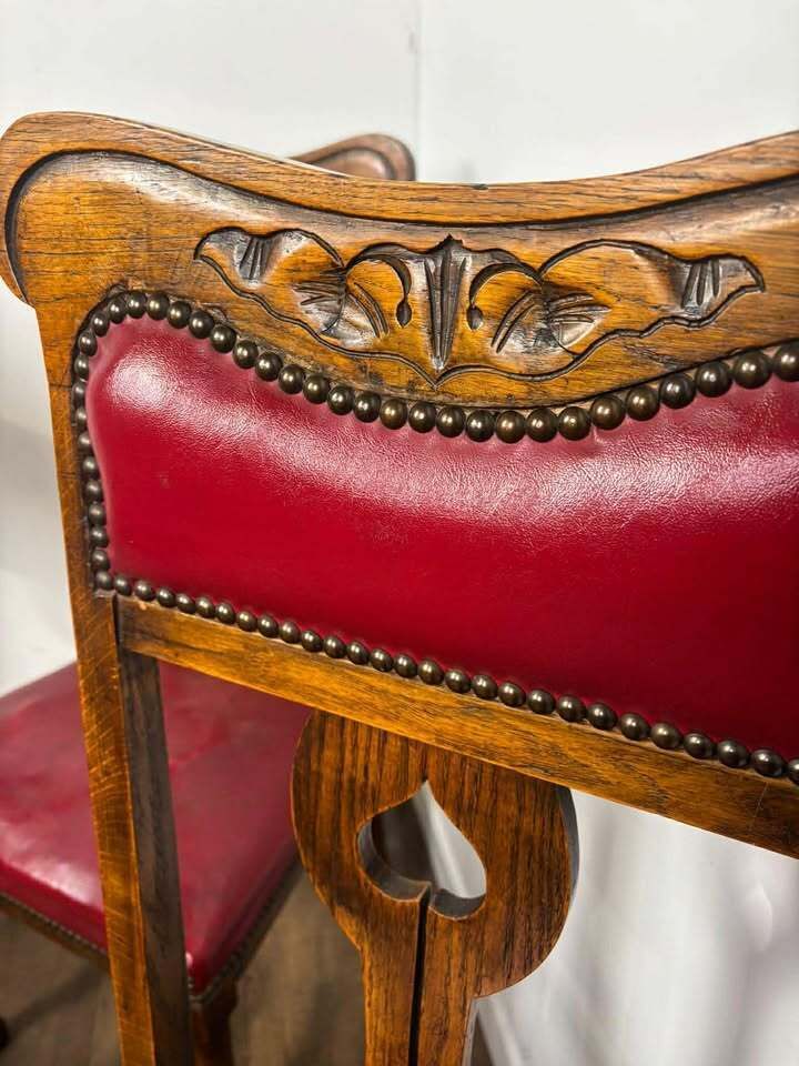 Set Of Four Early 20th Century Oak Art Nouveau Dining Chairs photo for sale