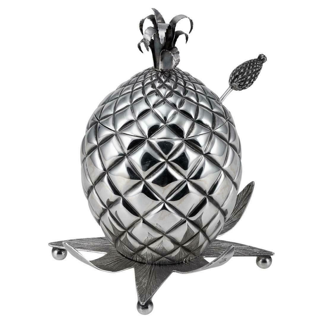 Antique 19th Century Victorian Solid Silver Pineapple Sugar Bowl & Sifter C.1877