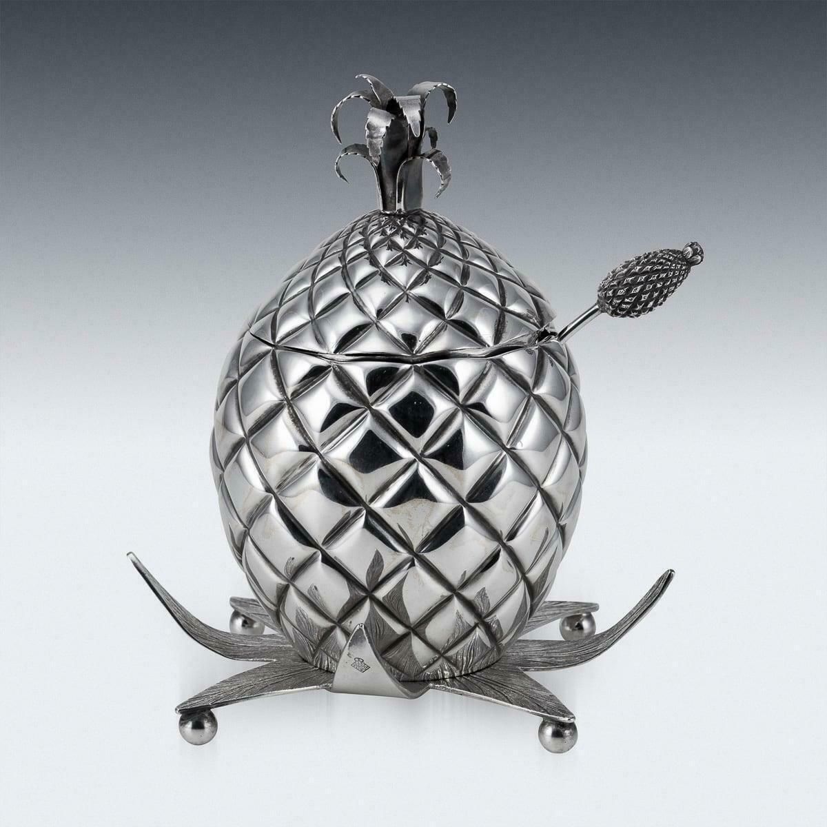 Antique 19th Century Victorian Solid Silver Pineapple Sugar Bowl & Sifter C.1877 photo for sale