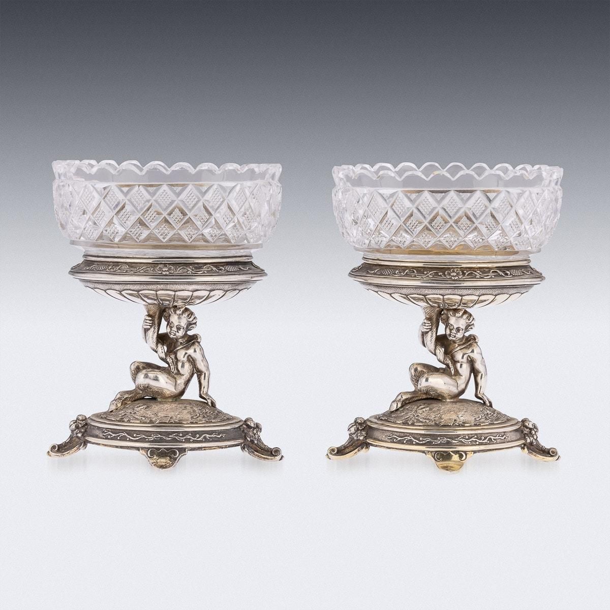 19th Century Victorian Solid Silver And Glass Figural Salts Elkington C1896 photo furniture