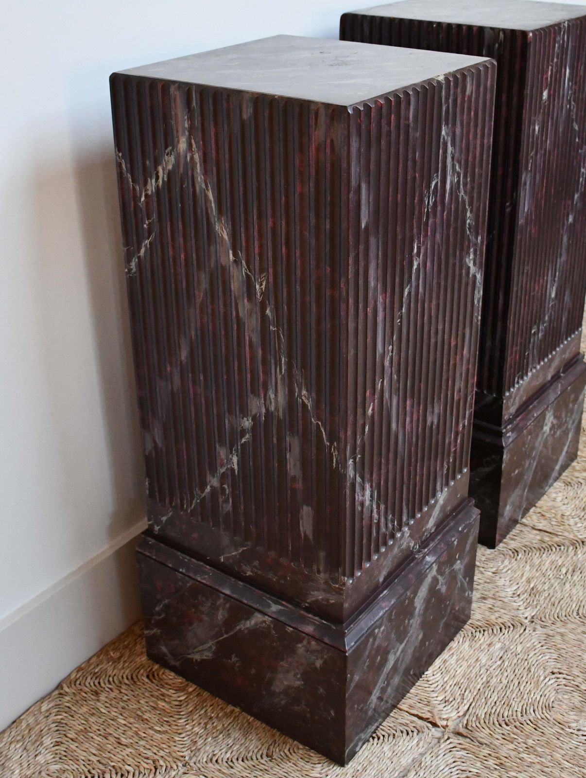 A Pair Of Vintage Faux Marble Pedestals photo vinterior