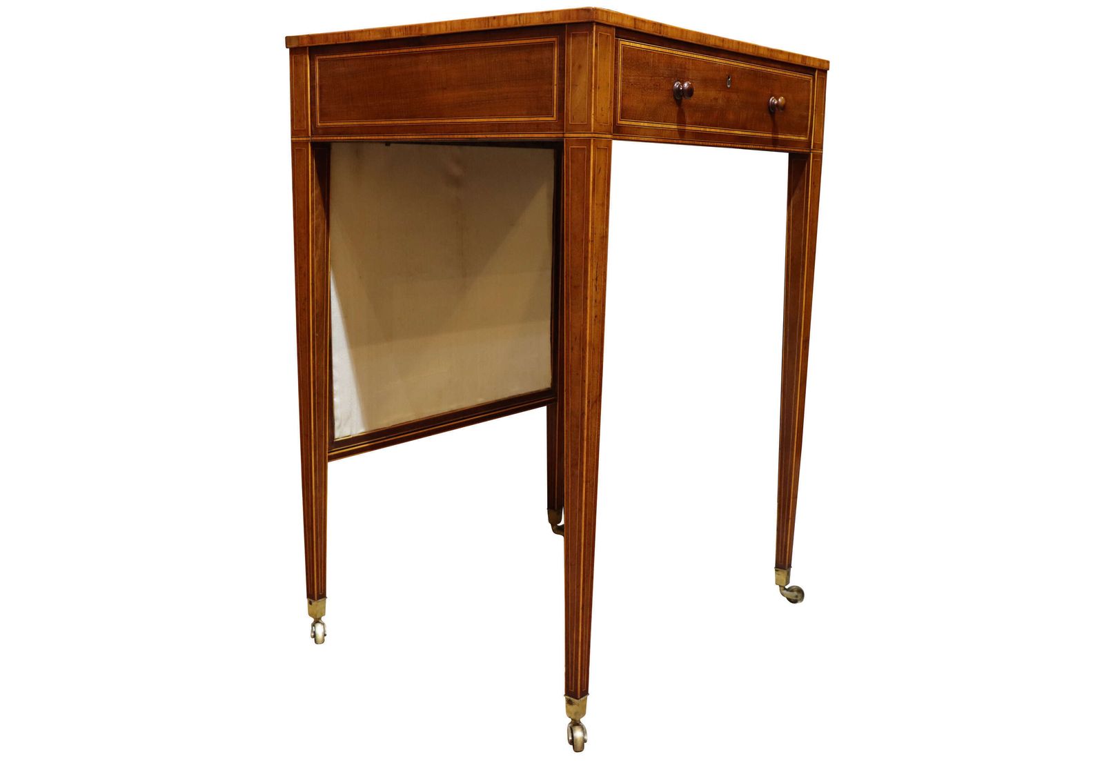 George III Sheraton Period Mahogany & Satinwood Screen Writing Table, Circa 1790 photo vinterior