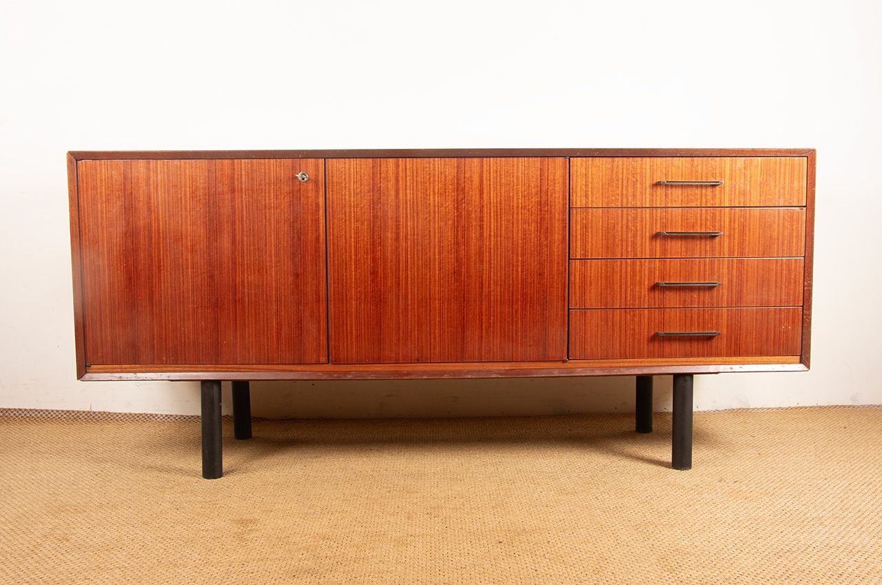 Modernist Sideboard, 180 Cm, French Style In Rosewood By Tricoire And Vecchione, Tv Unit 1960. photo furniture