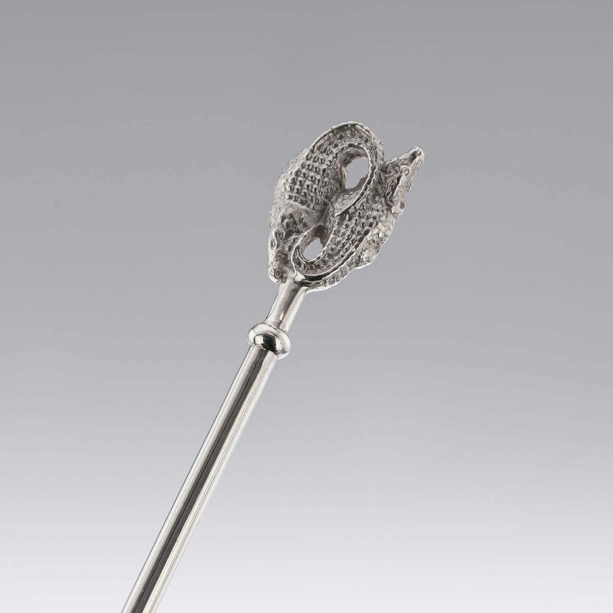Patrick Mavros Solid Silver 6 Cased Cocktail Spoons photo vinterior