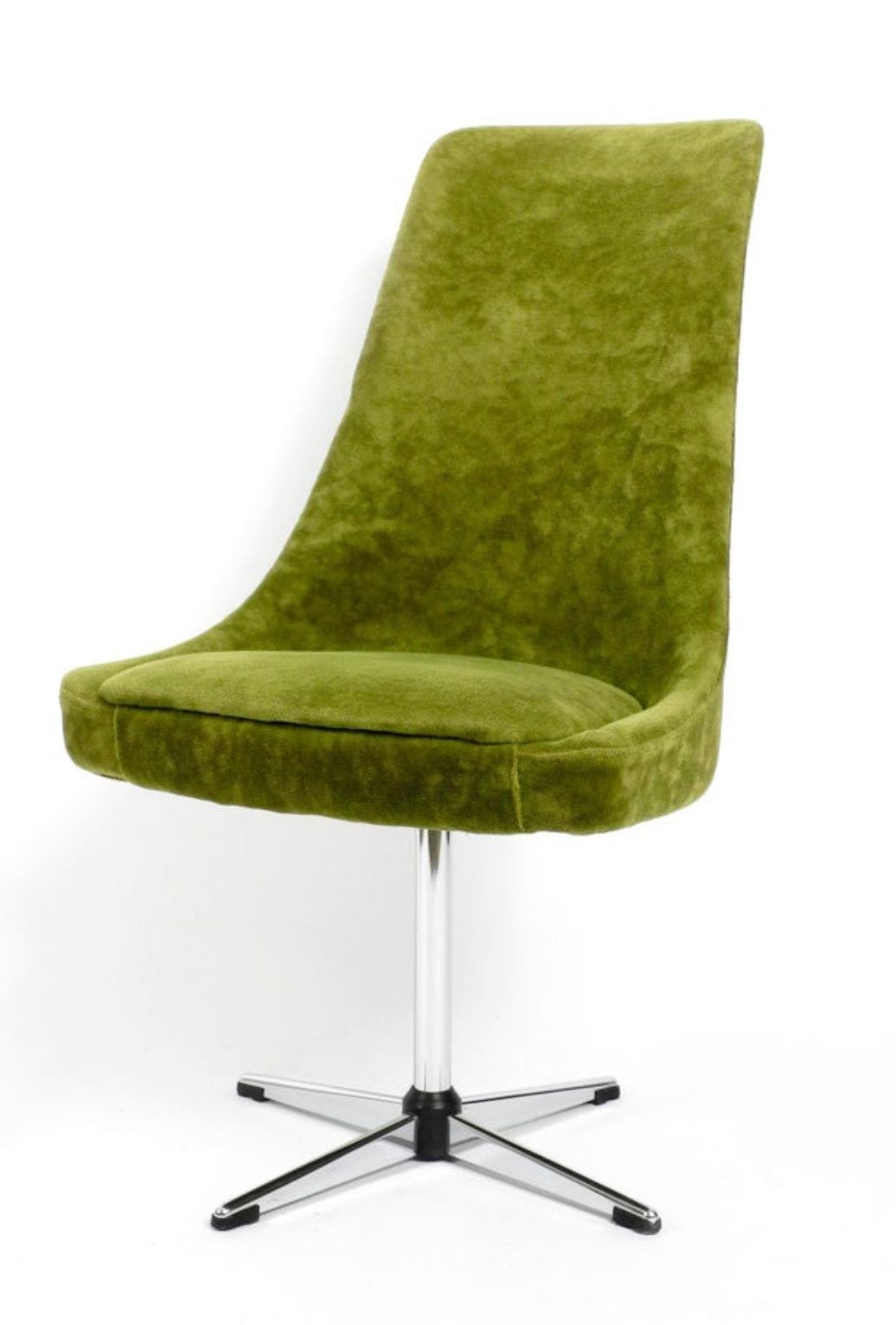 Set Of 4 Mid Century Space Age Dining Chairs With Green Velvet Fabric, 1968 photo vinterior