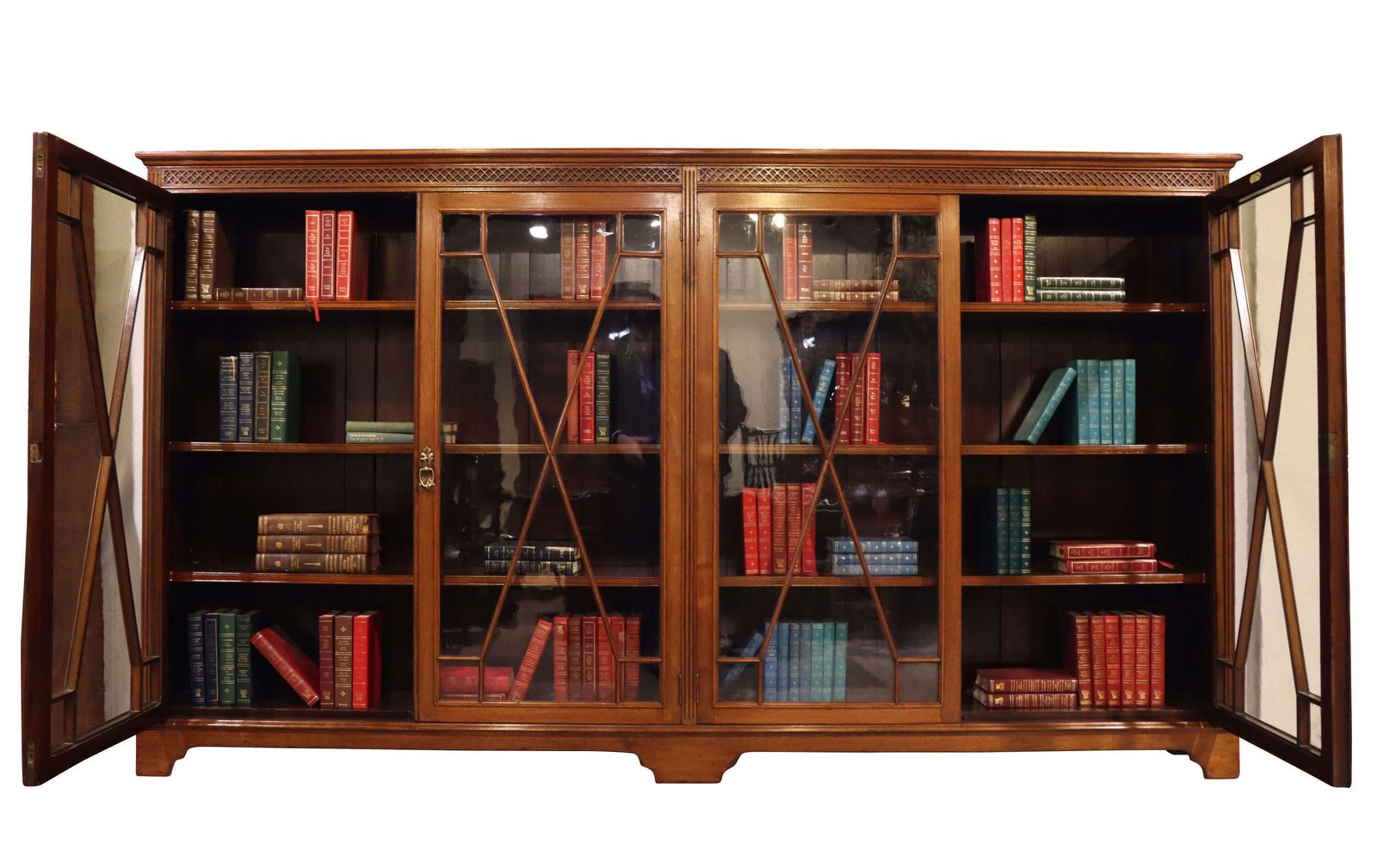 Large Edwardian Walnut Astragal Glazed Four Door Bookcase, S & H Jewell, C.1900 photo for sale