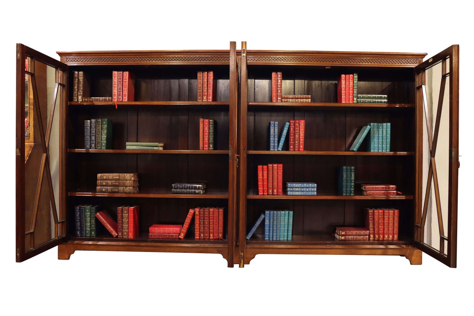 Large Edwardian Walnut Astragal Glazed Four Door Bookcase, S & H Jewell, C.1900 photo 2128.0