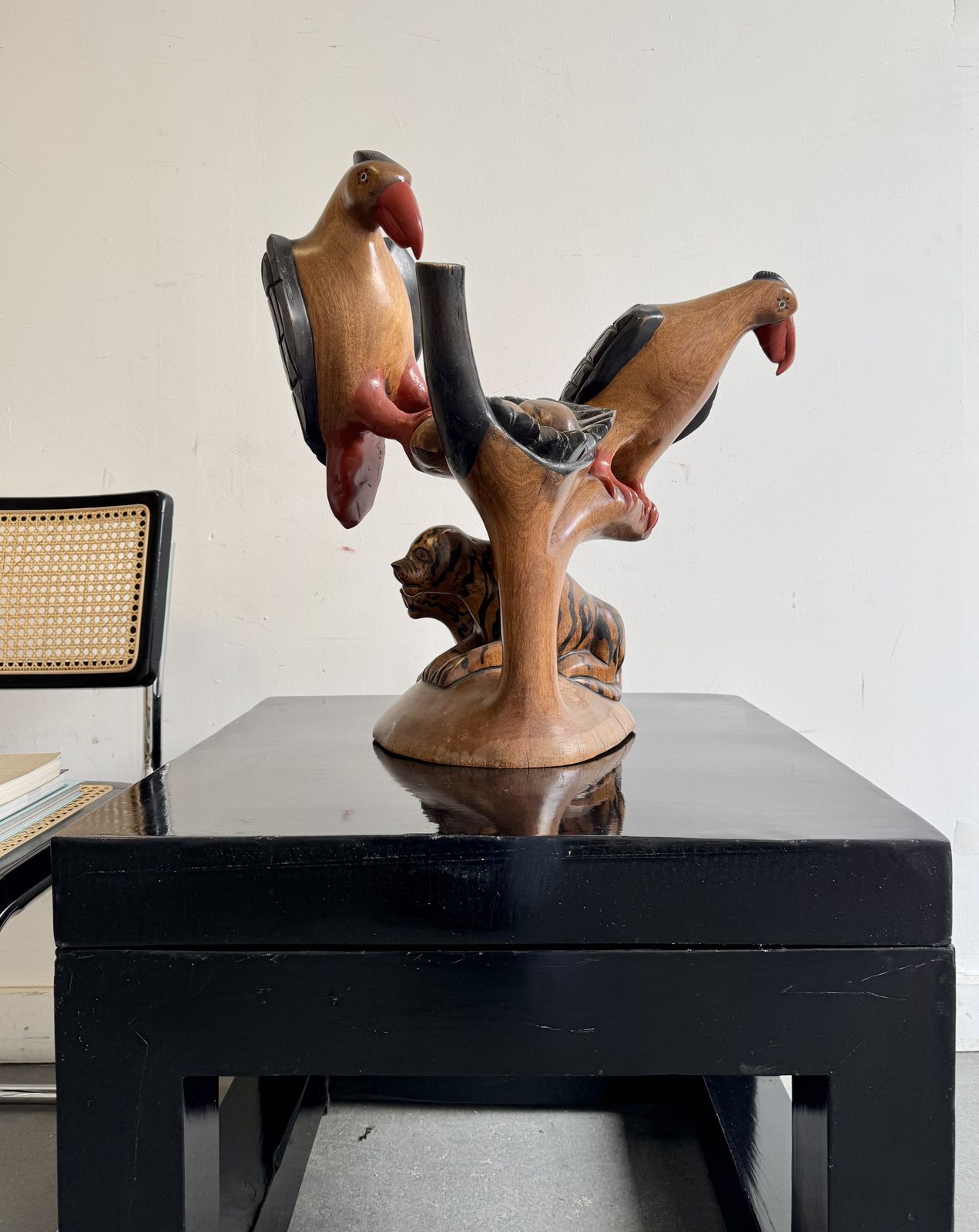 Large Wooden African Bird Sculpture photo vinterior