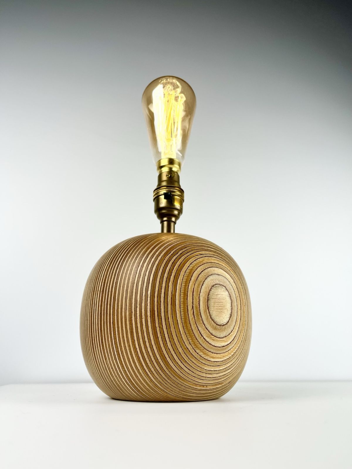Tactile Mid Century Mixed Wood Apple Lamp Base photo 95.0