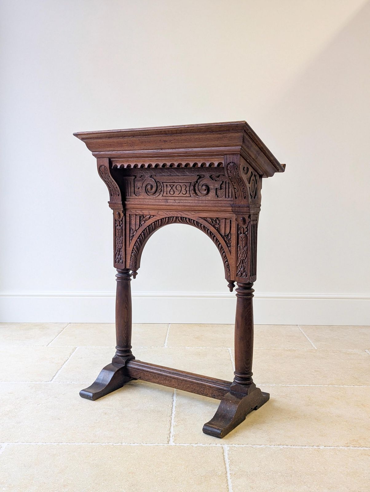 Antique Victorian Gothic Revival Oak Lectern C.1893