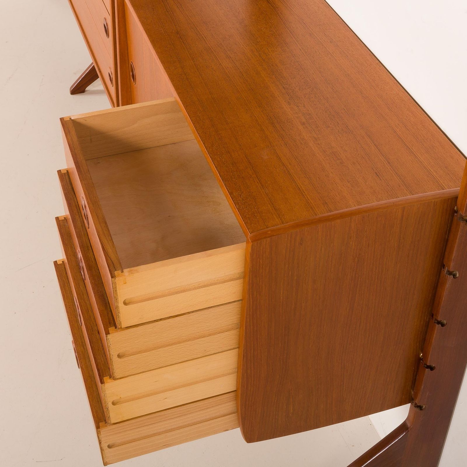 photo for sale Ergo 3 Bay Free Standing Teak Wall Unit By John Texmon, Norway 1960s
