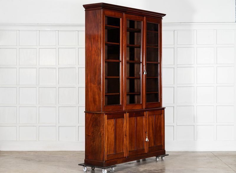 Large English 19thc Mahogany Glazed Bookcase photo Furniture