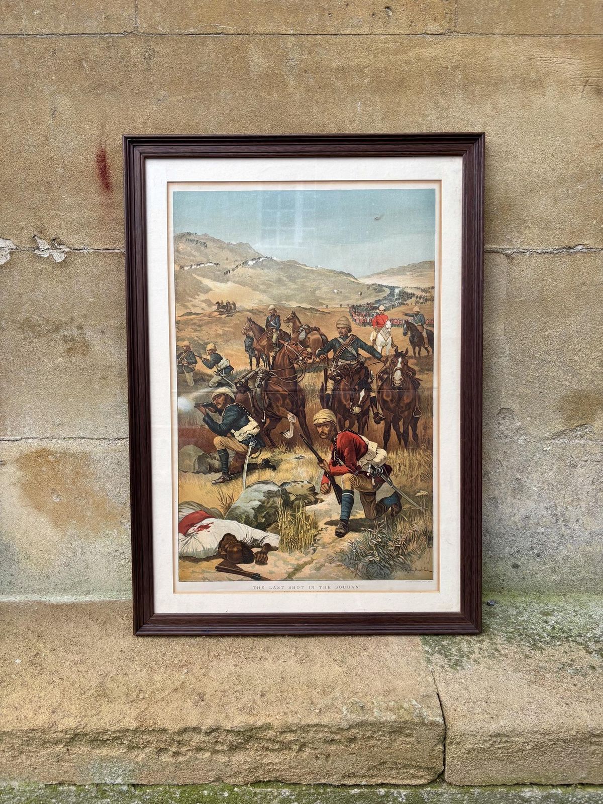Victorian Chromolithograph The Last Shot In The Soudan After R. Caton Woodville