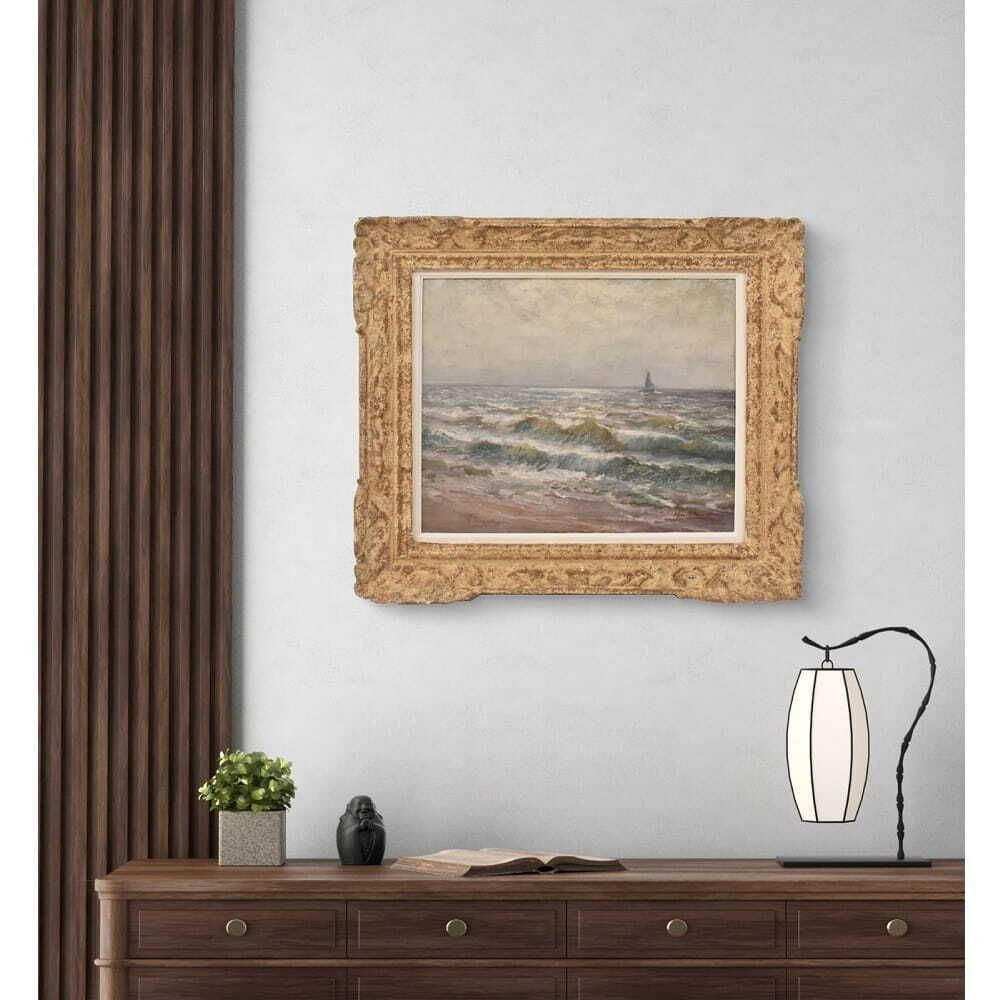 Waves And Sailing Boat Painting, Kees Terlouw, , Oil On Canvas, 20th Century, photo furniture