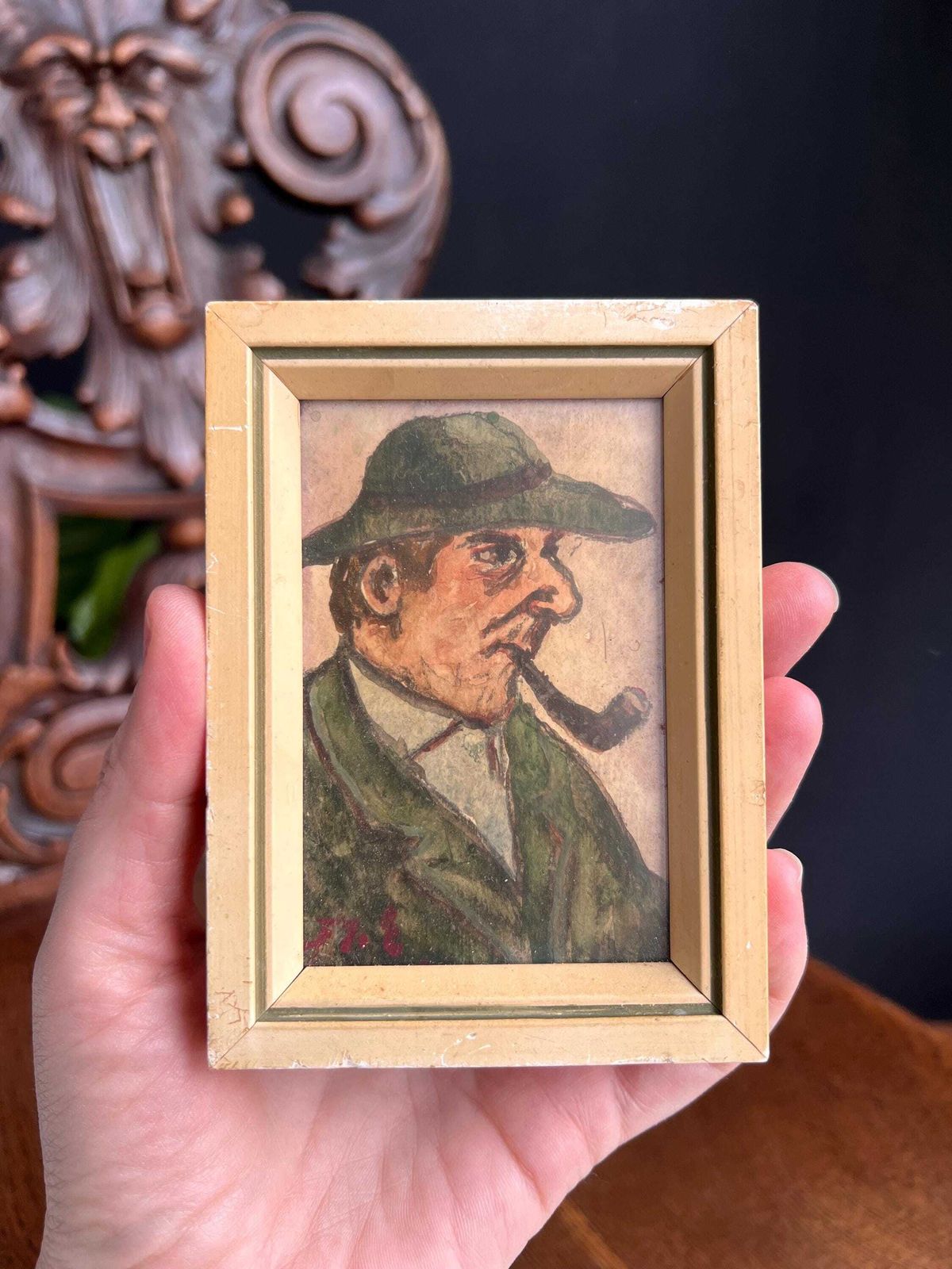 Swiss Folk Art Cabinet Miniature Portrait photo Art