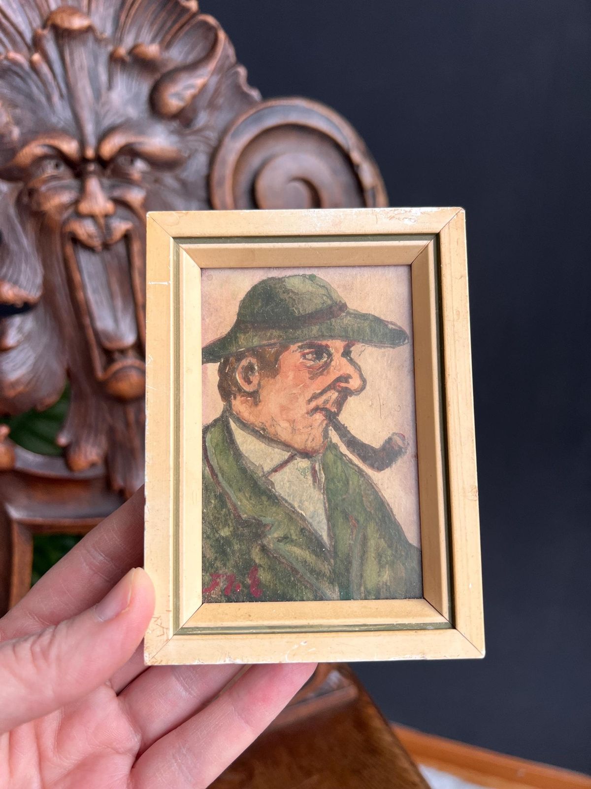 Swiss Folk Art Cabinet Miniature Portrait photo buy