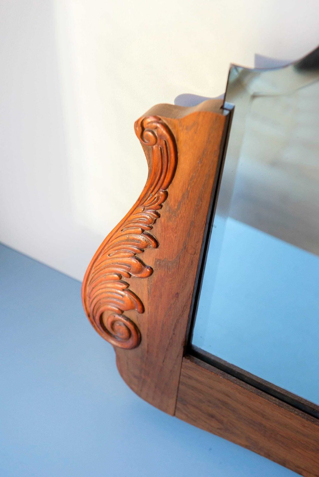Art Deco Mantel Mirror With Beveled Glass – Carved Wood Frame, C. 1920 photo Home Decor