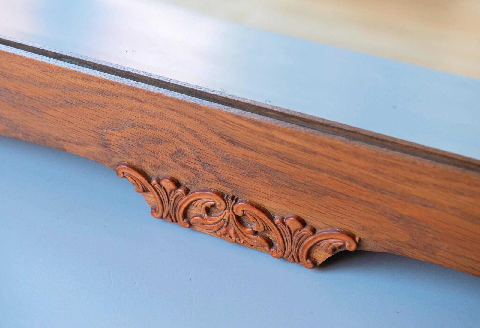 Art Deco Mantel Mirror With Beveled Glass – Carved Wood Frame, C. 1920 photo 272.0