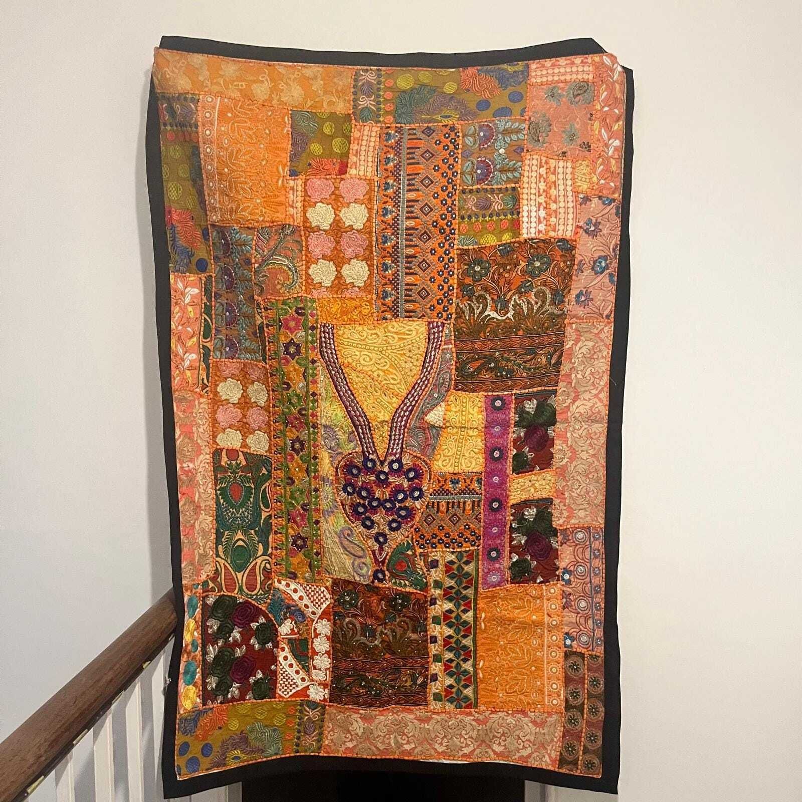 Large Vintage Indian Handmade Tapestry Decorative Wall Hanging photo furniture