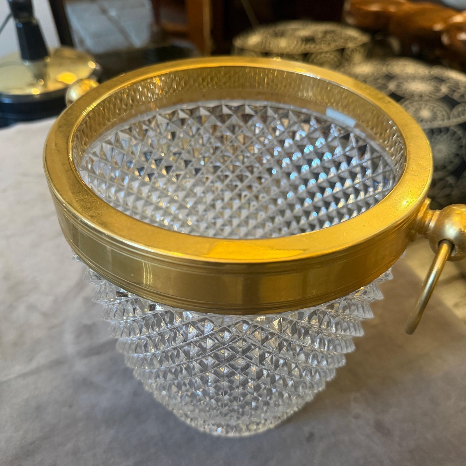 photo for sale 1980s Modernist Crystal And Gilded Metal French Champagne Cooler