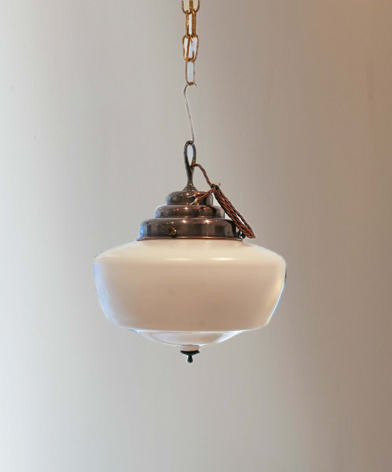 Welsh Church Opaline Pendant Light X 2